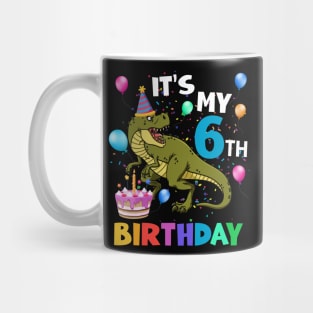 Kids 6 Year Old 6th Birthday Boy Dino T Rex Dinosaur Mug
